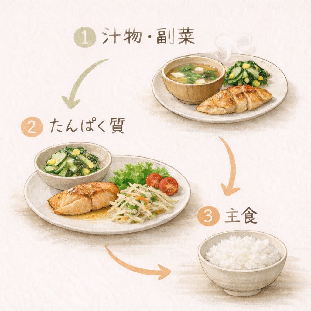 血糖値を上げにくい食べ方の順番