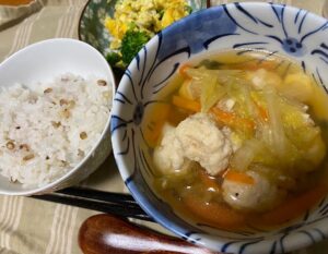 低脂質食 つくねのスープ ヘルシー お昼ごはん
