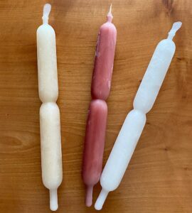 フルーツシャーベットのぶどう・りんご・レモン　着色料を使っていない色合い